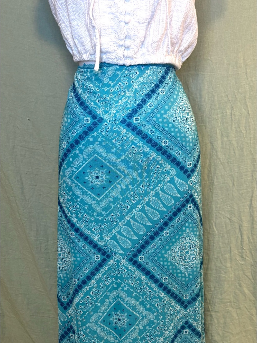 Y2K Mermaidcore Turquoise Bandana Skirt